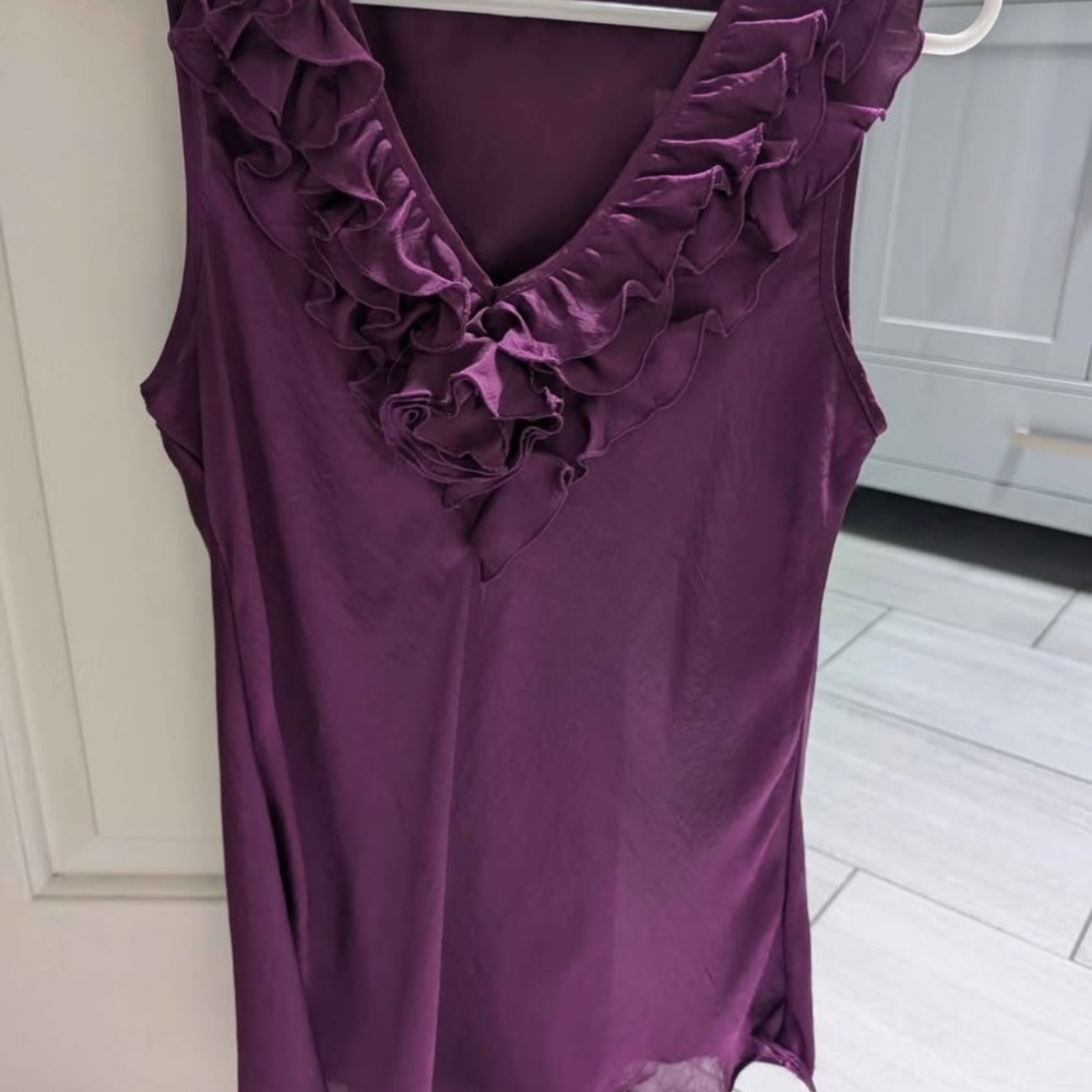 Spense Sleeveless Top with Ruffle Detail in Purple